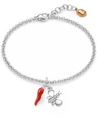 Unaloe - Sterling Bee And Cornicello Charm Bracelet - Lyst