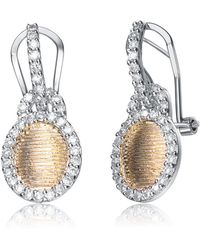 Genevive Jewelry - Sterling Silver Oval Gold Color Plating White Cubic Zirconia Earrings - Lyst
