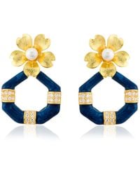Milou Jewelry - Geometric Drop Flower Earrings - Lyst
