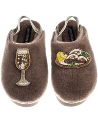 Laines London - Neutrals Flatform Cloud Closed Toe Slippers With Oysters & Glass Of Fizz Brooches - Lyst