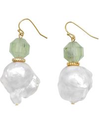 Farra - Olivine With Baroque Pearl Hook Earrings - Lyst