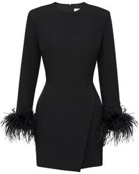 POST MERIDIEM - Wrap Feather Sleeve Mini Dress - Lyst