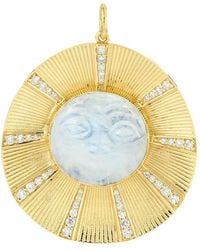 Artisan - 18K Carved Moonstone & Diamond Sunburst Pendant - Lyst
