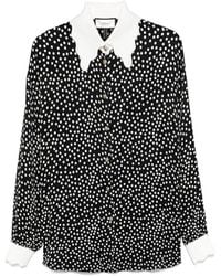 Nissa - Printed Polka-Dots Viscose Shirt - Lyst