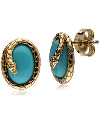 Gemondo Ecfewtm Turquoise Snake Stud Earrings - Blue