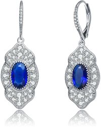Genevive Jewelry - Dazzling Sterling Silver White Gold Plated With Colored Cubic Zirconia Drop Earrings - Lyst