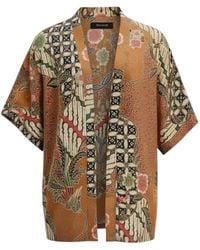 ORIGIN OF HEARTS - Marei Floral Print Satin Kimono Shirt - Lyst
