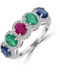 Artisan - 18K Ruby, Emerald & Sapphire Diamond Ring - Lyst