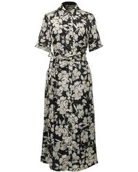 Smart and Joy - Macro Flower Print Midi Shirt-Dress - Lyst