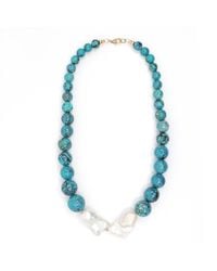 Shar Oke - Turquoise & Baroque Pearl Beaded Necklace - Lyst