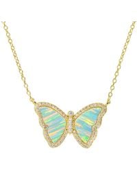 KAMARIA - Opal Butterfly Necklace With Stripes - Lyst