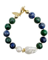 Farra - Phoenix Lapis With Baroque Pearls & Freshwater Pearl Bracelet - Lyst