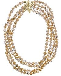 Farra - Neutrals Color Multi Layers Shell Necklace - Lyst