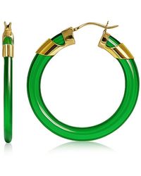 Gold & Honey - Emerald Classic Flat Lucite Birthstone Hoop Earrings - Lyst