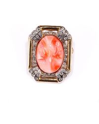 Mineralgems•Studio - Vintage Coral Cameo Brooch - Lyst