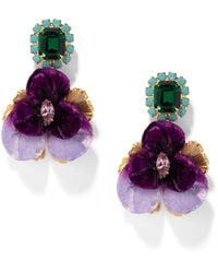 The Pink Reef - Emerald Pansy Earring - Lyst