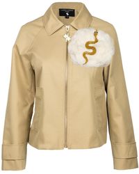 House of Laines London - Neutrals Laines Couture Hand Embellished Cream & Snake Organza Flower Trench - Lyst