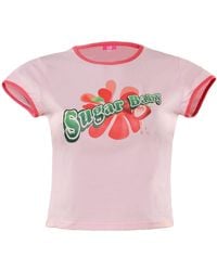 Elsie & Fred - Sugar Baby Candy Pink Retro Fitted Ringer Style T-shirt - Lyst