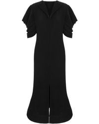 Silvia Serban - V Neckline Pleated Crepe Dress - Lyst
