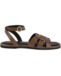 Rag & Co - Ashton Tan Flat Ankle Strap Sandals By Rag & Co - Lyst