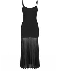 Modenaire - Sheer Mesh Maxi Dress With Spaghetti Straps & A Fitted Silhouette - Lyst