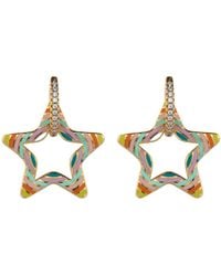 Ebru Jewelry - Pastel Colors Star Diamond Hoop Earrings - Lyst