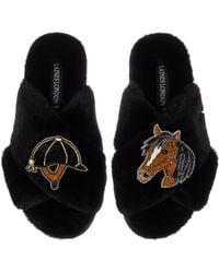 Laines London - Faux Fur Embellished Riding Slipper - Lyst