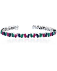 Artisan - Emerald, Ruby, Sapphire Baguette Cuff Bangle - Lyst