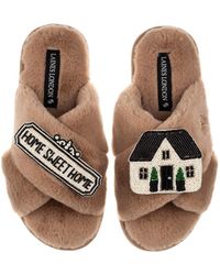Laines London - Neutrals Classic Laines Slippers With Home Sweet Home Brooches - Lyst