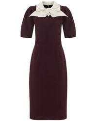 Julia Allert - Elegant Midi Dress With Contrast Bow Collar – Burgundy - Lyst
