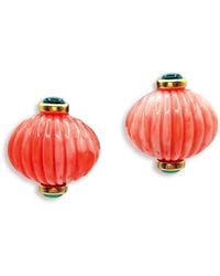 Michael Nash Jewelry - Luisa Carved Coral And Jade Resin Omega Back Pierced Earrings - Lyst