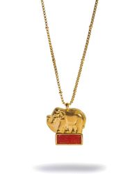 Ebru Jewelry - Lucky Elephant Coral Pendant Necklace - Lyst