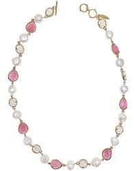 Farra - Gemstone With Freshwater Pearls Elegant Necklace - Lyst