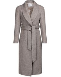 Vulto - Neutrals Taupe Shawl Coat - Lyst