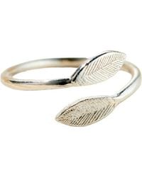 Posh Totty Designs - Sterling Silver Leaf Open Ring - Lyst