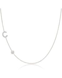 Maya Brenner - Pavé Monogram Necklace With Diamond 14K - Lyst