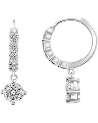 Diamonbliss - Leverback Round Cut Earrings With Swarovski Three And Half Carats, Plated - Lyst