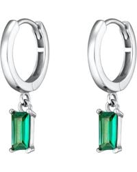Scream Pretty - Green Baguette Charm Hoop Earrings - Lyst