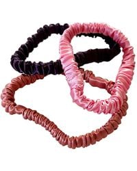Soft Strokes Silk - Set Of Three Pure Mulberry Silk Skinny Scrunchies Weekly Special Hair Ties Pretty Petunia - Lyst
