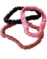 Soft Strokes Silk - Set Of Three Pure Mulberry Silk Skinny Scrunchies Weekly Special Hair Ties Pretty Petunia - Lyst