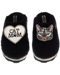 Laines London - Teddy Closed Toe Slippers With Pebbles The Shorthair Cat & Cat Mum Mom Brooches - Lyst
