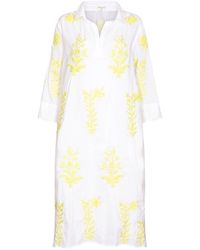 NoLoGo-chic - Long Tourist Dress With Lime Embroidery Cotton - Lyst