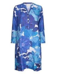 NoLoGo-chic - Printed Linen Tunic Dress Lapis Rose - Lyst