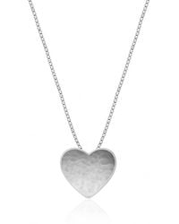 Unaloe - Sterling Hammered Heart Necklace – Textured Love Pendant Jewellery - Lyst