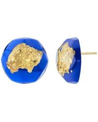 Gold & Honey - 24K Leaf Button Stud Earrings - Lyst