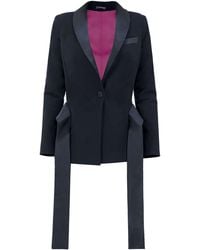 Tia Dorraine - Suit It Up Blazer With Satin Details - Lyst