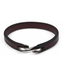 N'damus London Mens Brown Leather Bracelet With Metal Hook Closure