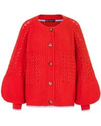 Cara & The Sky - Brigit Pointelle Stitch Balloon Sleeve Cardigan - Lyst