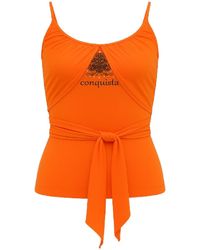 Conquista - Wrap-Detail Camisole Top With Logo Print – Modern Statement Style - Lyst