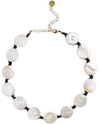 Adriana Pappas Designs - Coin Pearl Choker On Colored Cord - Lyst